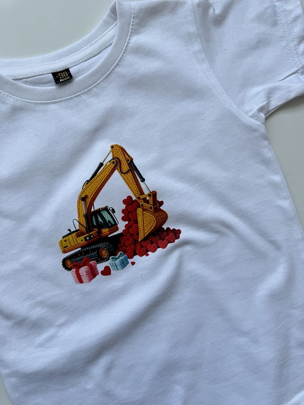 Koszulka biała z krótkim rękawem koparka rozmiar 98