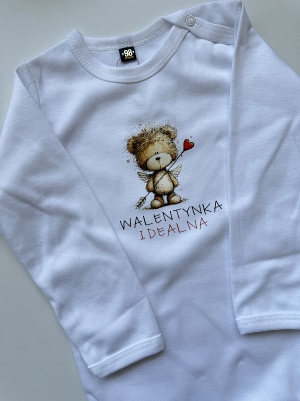 Body białe z długim rękawem walentynka idealna rozmiar 98