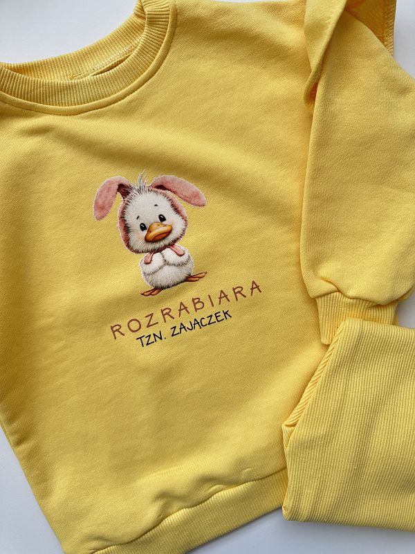 Komplet żółty z kaczuszką rozmiar 98