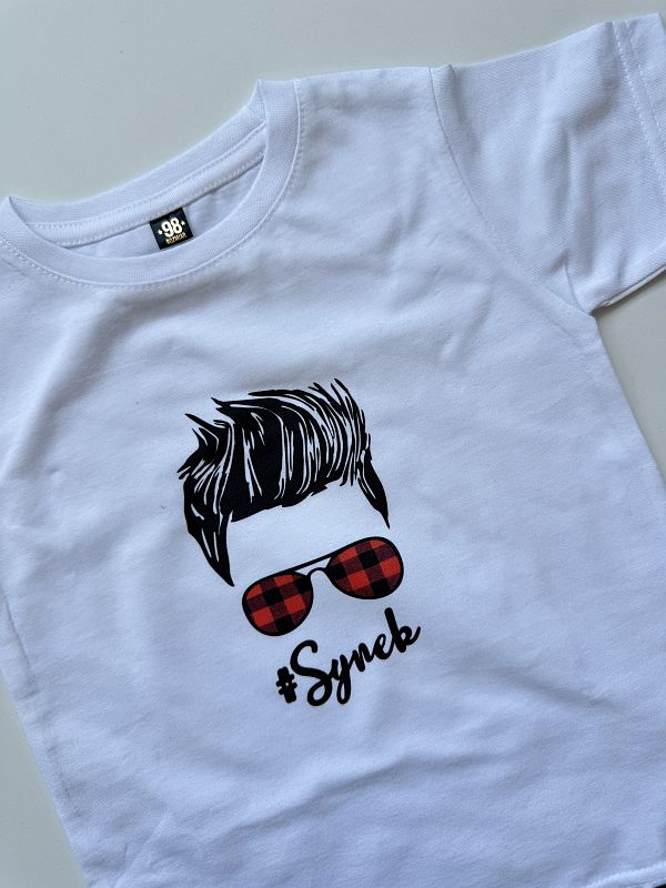 Koszulka biała z krótkim rękawem synek rozmiar 98