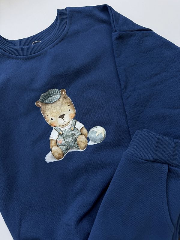 Komplet ciemnoniebieski z misiem rozmiar 98