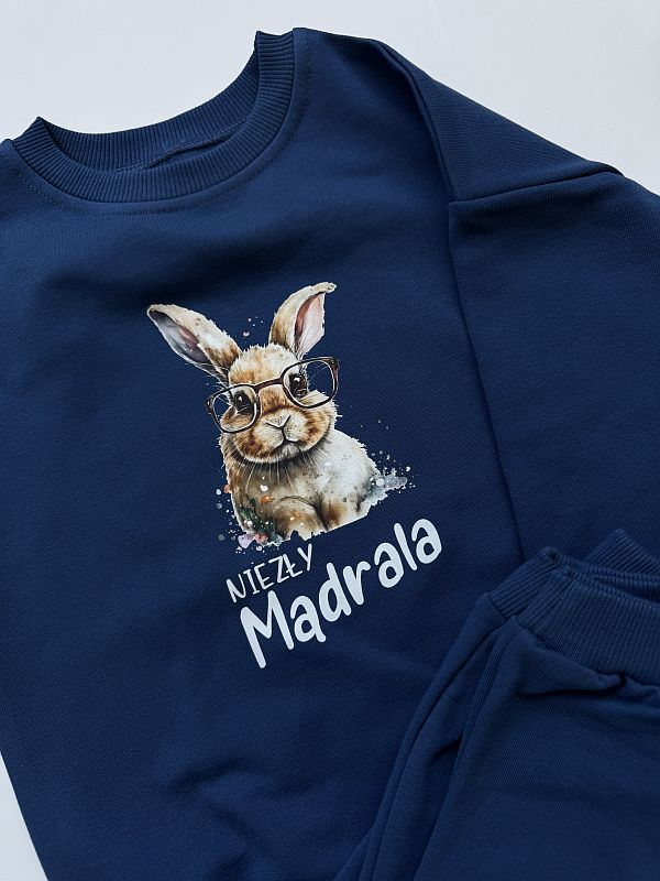 Komplet ciemnoniebieski niezły mądrala rozmiar 110