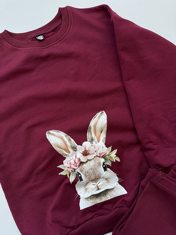 Komplet bordowy z zającem rozmiar 122