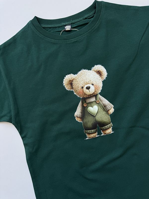 Koszulka zielona z misiem rozmiar 122