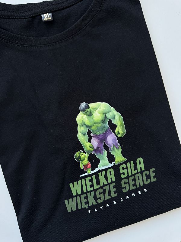 Koszulka męska wielka siła wieksze serce Tata i Janek rozmiar M