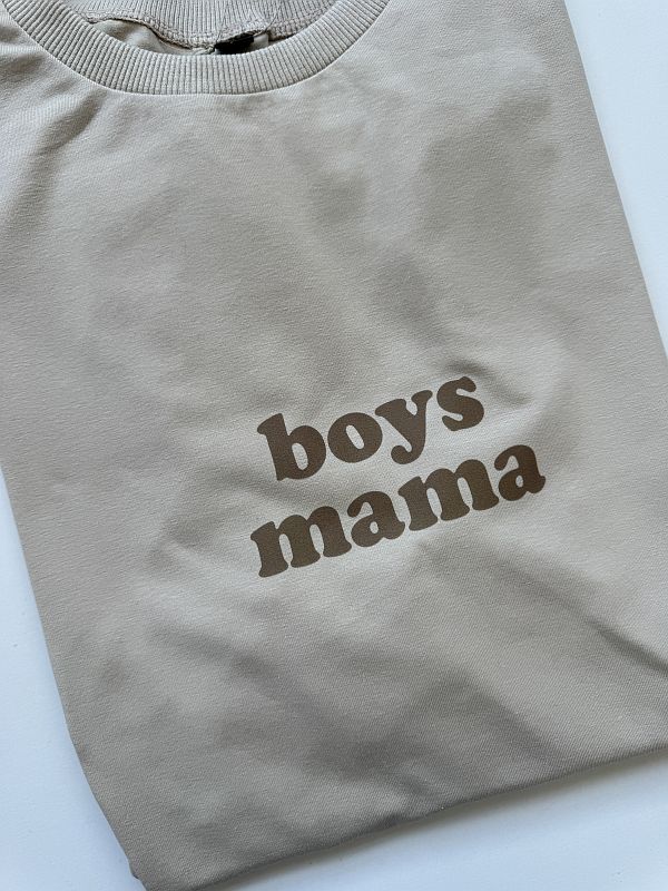 Koszulka damska beżowa boys mama rozmiar oversize