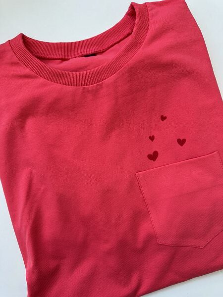 Koszulka damska koralowa z kiszonką rozmiar oversize