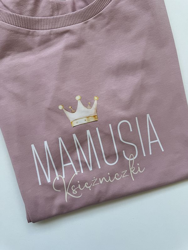 Koszulka damska brudny róż mamusia księżniczki rozmiar XL