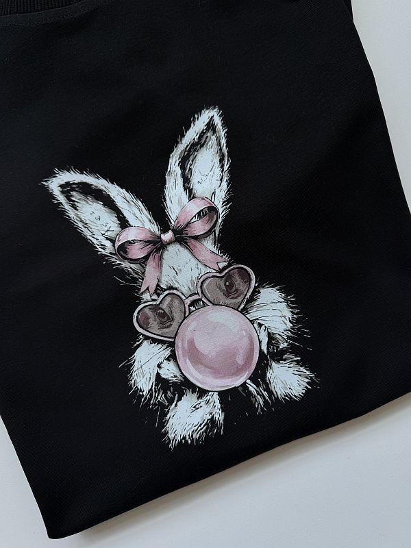Koszulka czarna z zającem rozmiar 140