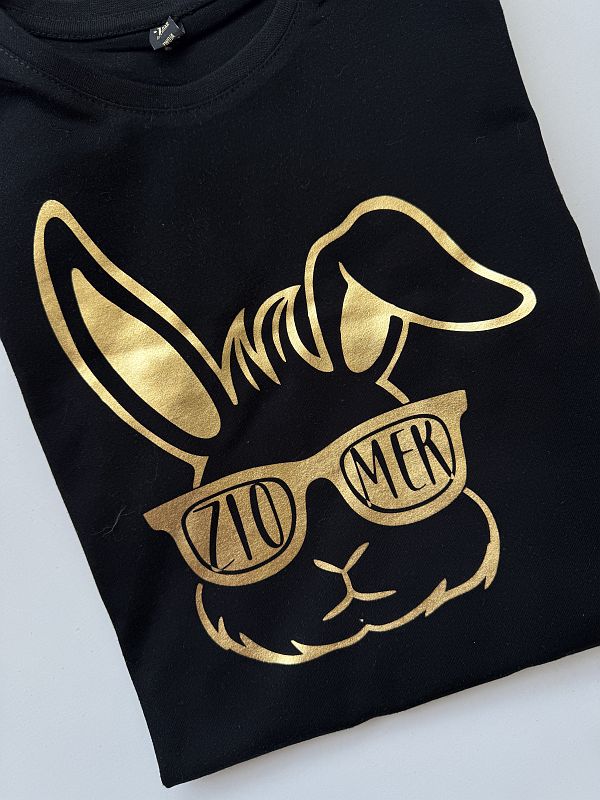 Koszulka czarna z zającem ziomek rozmiar 134