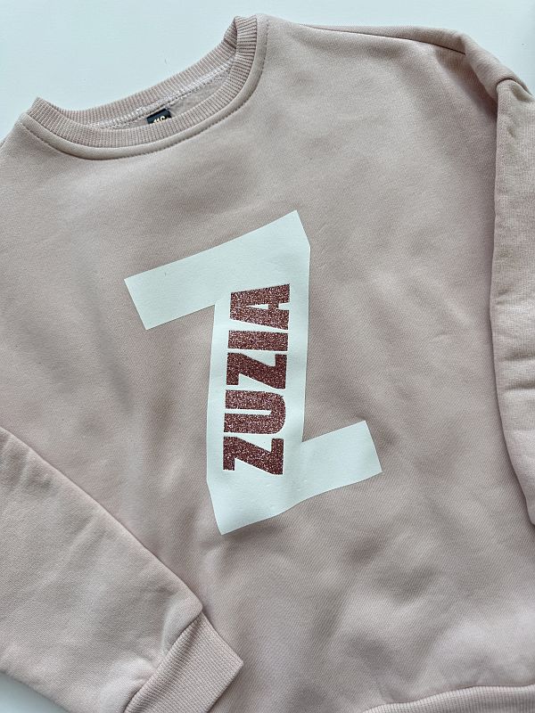 Bluza brudny róż z imieniem Zuzia rozmiar 116