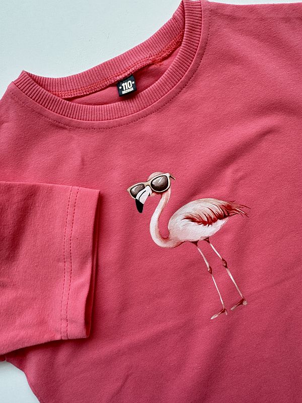 Koszulka malinowa z flamingiem rozmiar 110