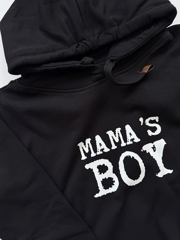 Bluza czarna z kapturem mama's boy rozmiar 110