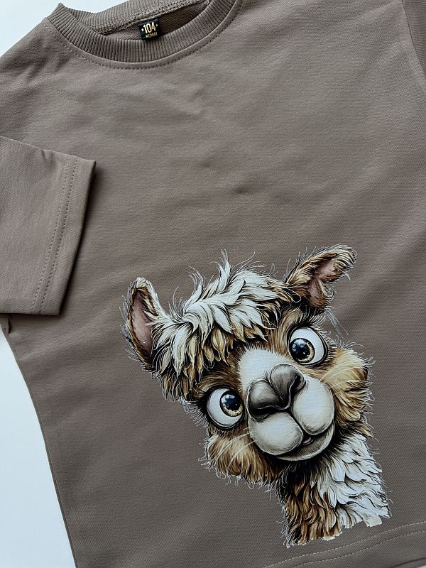 Koszulka kawowa z lamą rozmiar 104