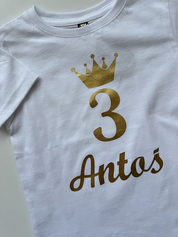 Koszulka biała na urodziny 3 lata Antoś rozmiar 104