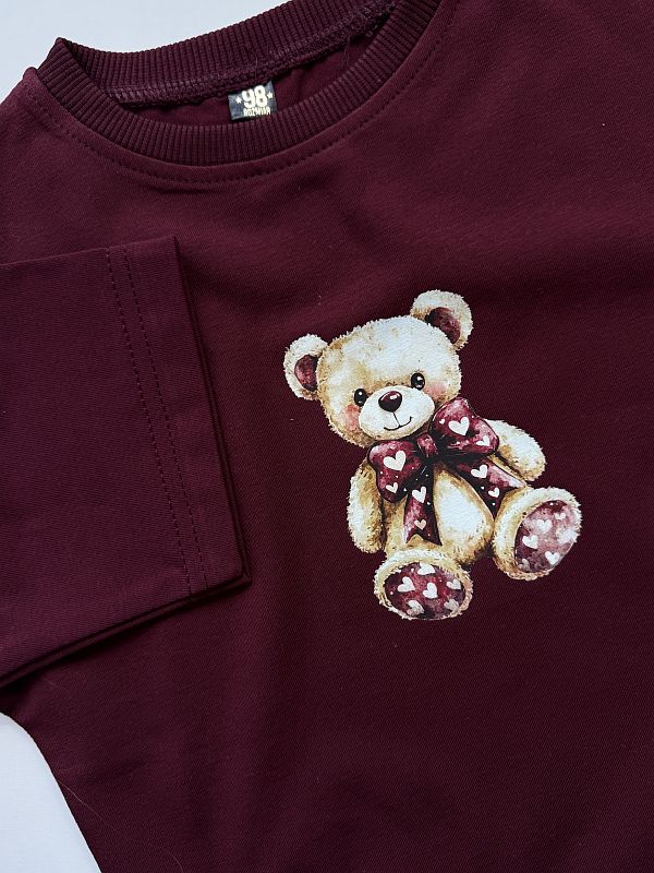 Koszulka bordowa z misiem rozmiar 98