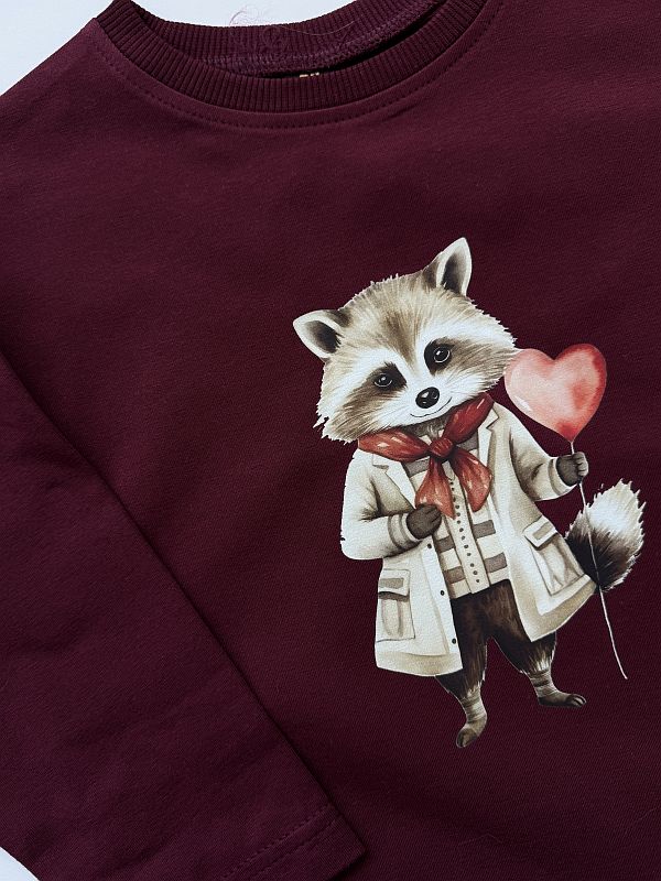 Koszulka bordowa z długim rękawem z szopem rozmiar 98