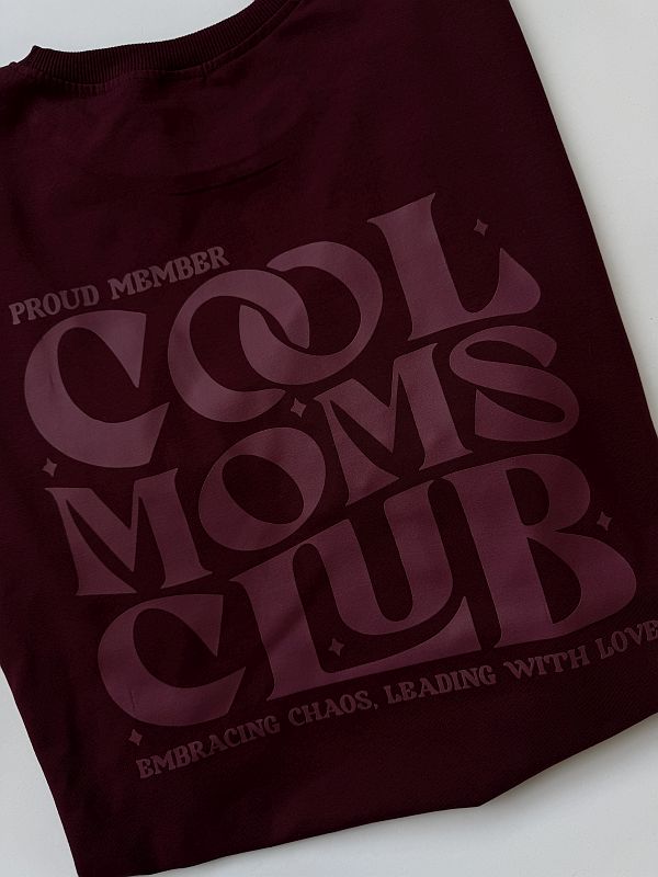 Koszulka damska bordowa cool moms club rozmiar oversize long