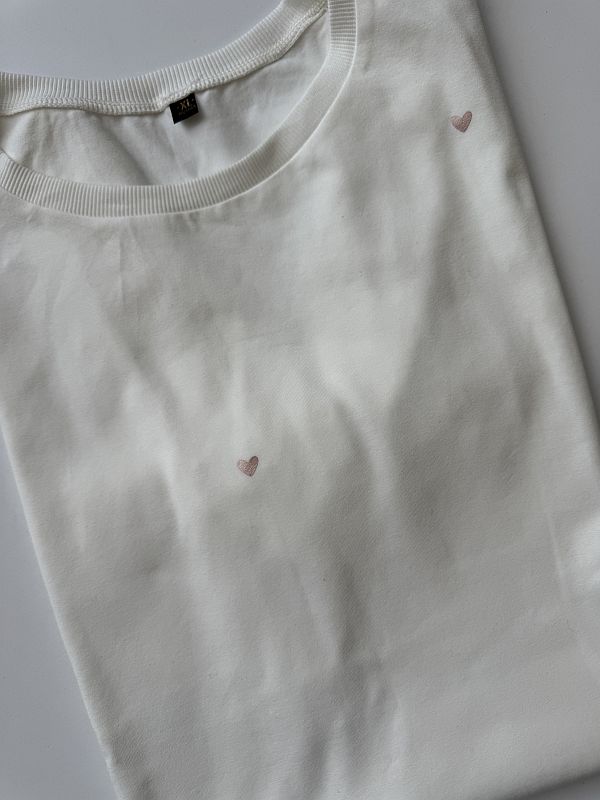 Koszulka damska ecru z serduszkami perłowymi rozmiar XXL