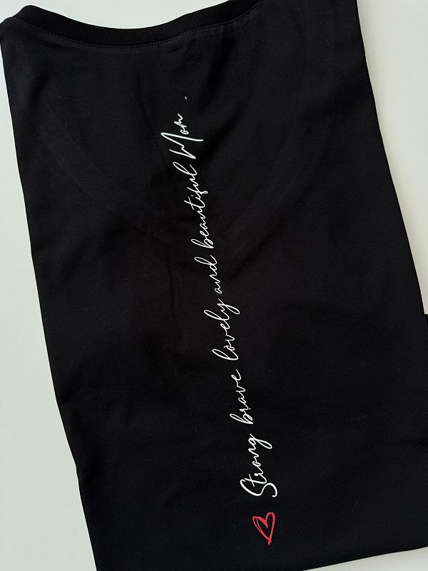 Koszulka damska czarna z nadrukiem na plecach rozmiar XL