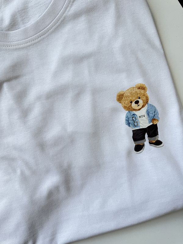 Koszulka męska biała z misiem rozmiar XL