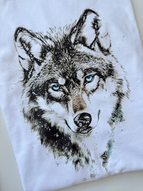 Koszulka biała z wilkiem rozmiar M