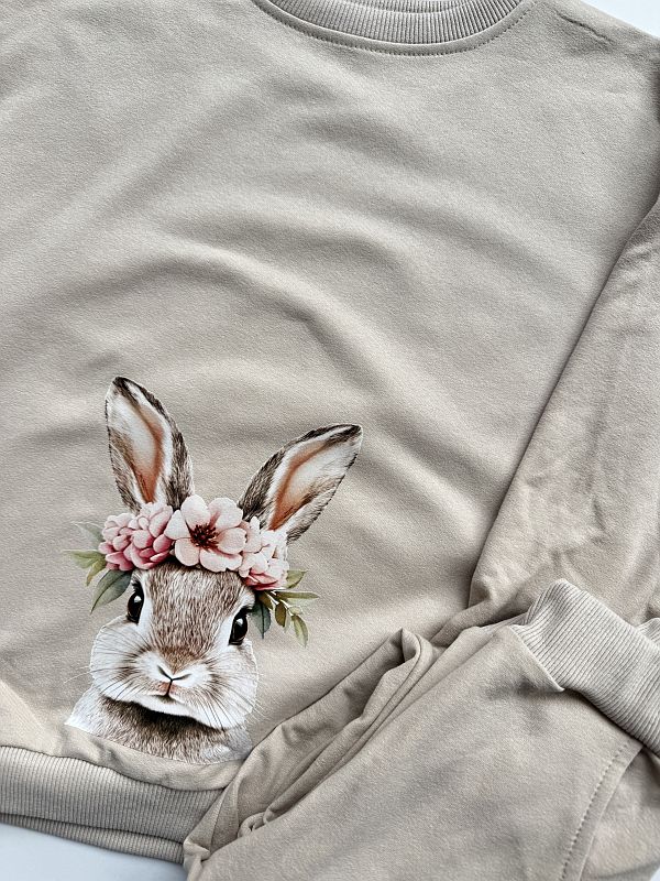 Komplet beżowy z króliczkiem rozmiar 128