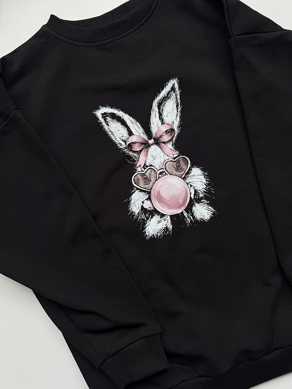 Bluza czarna króliczek z gumą balonową rozmiar 122