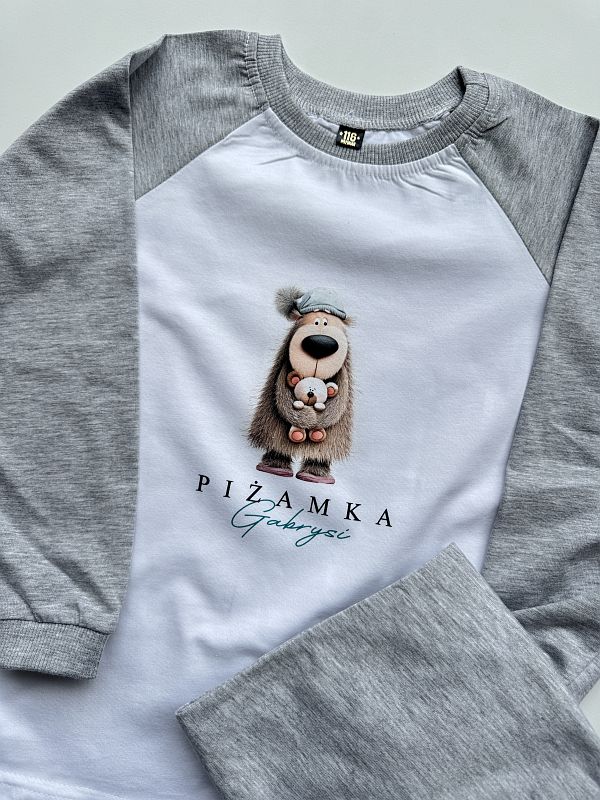 Szara piżamka Gabrysi rozmiar 116