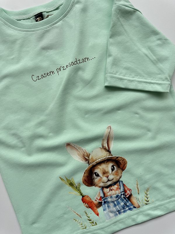 Koszulka miętowa z krótkim rękawem czasem przesadzam rozmiar 110