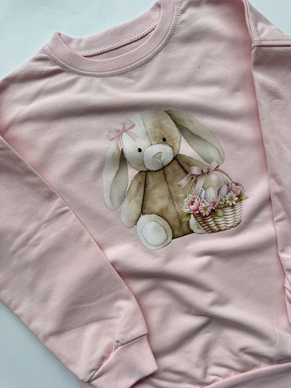 Bluza morelowa króliczek z koszykiem rozmiar 110