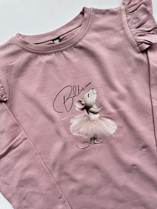 Koszulka różowa z długim rękawem myszka ballerina rozmiar 110