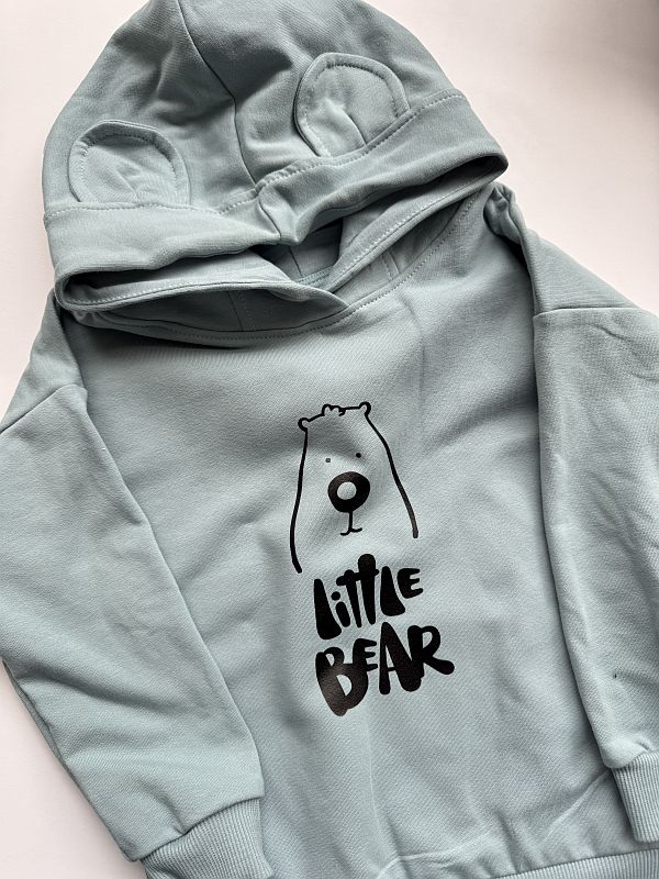 Bluza niebieska z kapturem little bear rozmiar 104