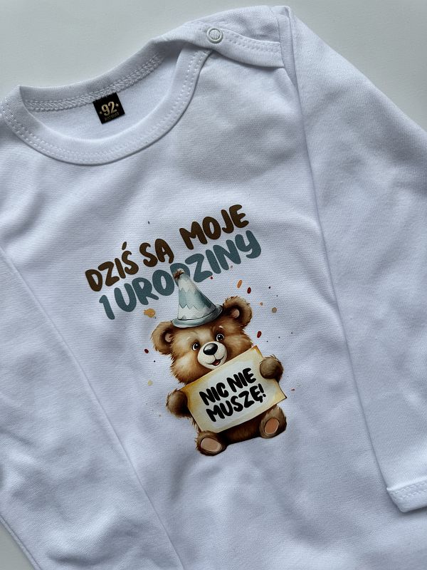 Body białe długi rękaw dziś sa moje 1 urodziny rozmiar 92