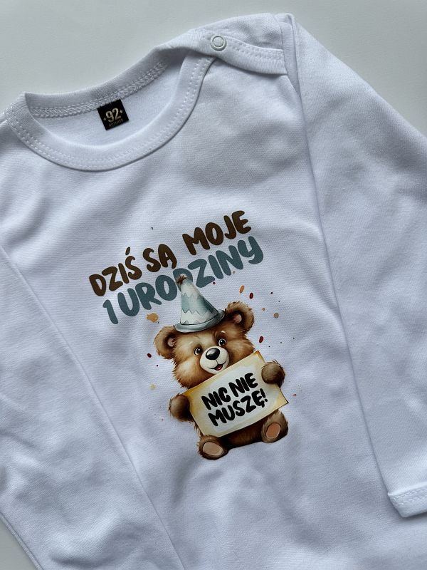 Body białe długi rękaw dziś sa moje 1 urodziny rozmiar 92