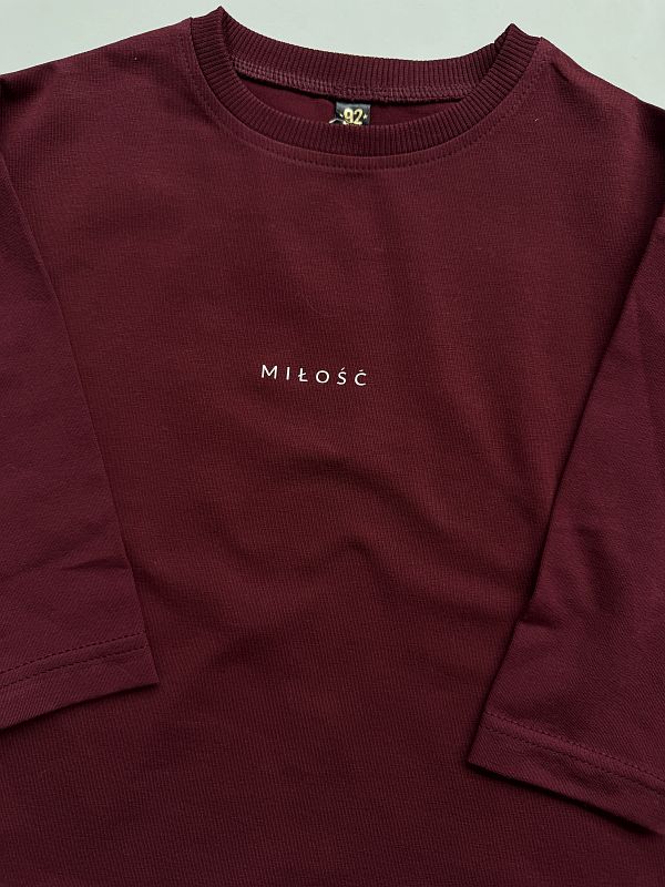 Koszulka bordowa z długim rękawem miłość rozmiar 92
