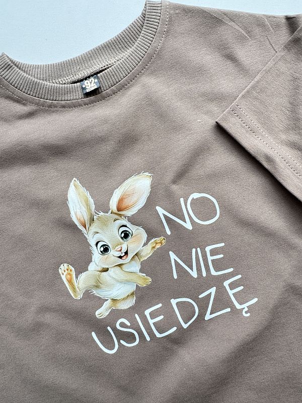 Koszulka kawowa z krótkim rękawem no nie usiedzę rozmiar 92