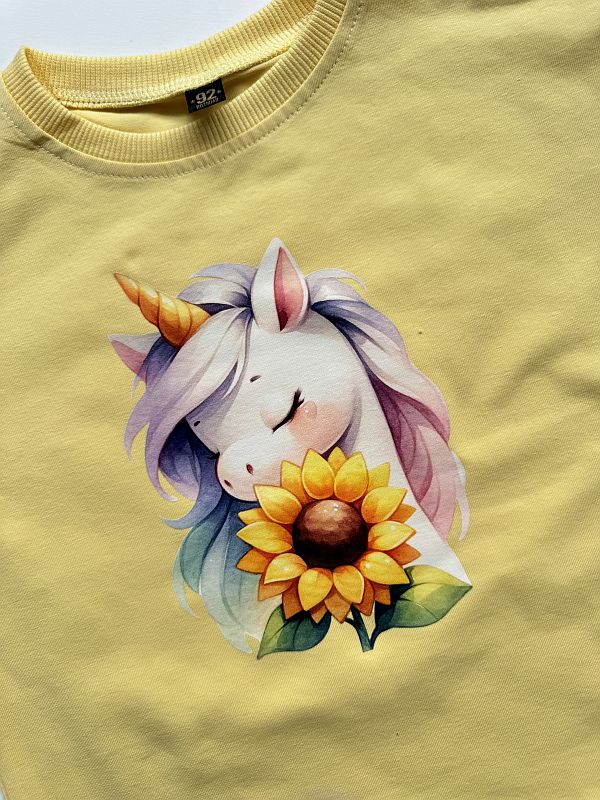 Koszulka żółta z krótkim rękawem jednorożec rozmiar 92