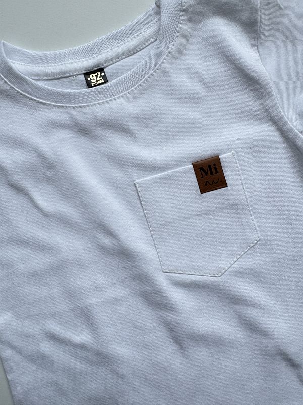 Koszulka biała z krótkim rękawem kieszonka mini rozmiar 92