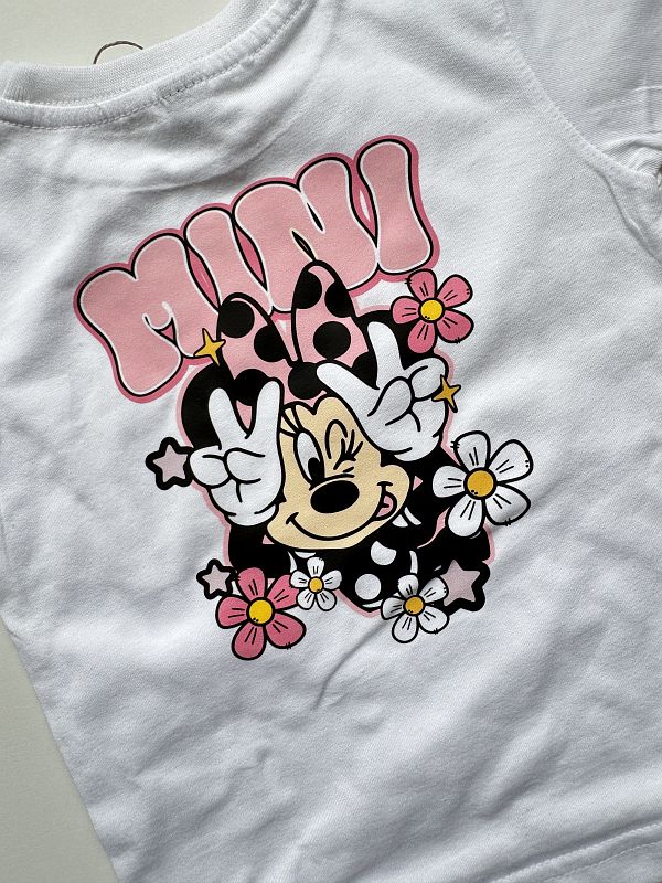 Koszulka biała z krótkim rękawem myszka mini na plecach rozmiar 86