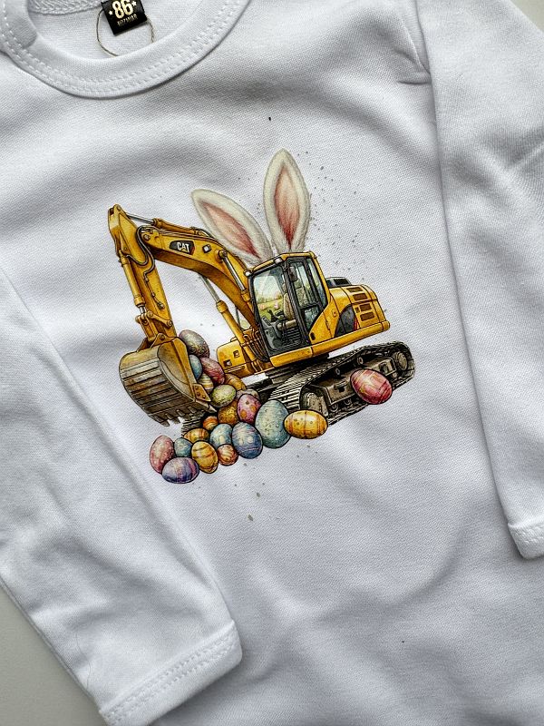 Body białe długi rękaw wielkanocna koparka rozmiar 86