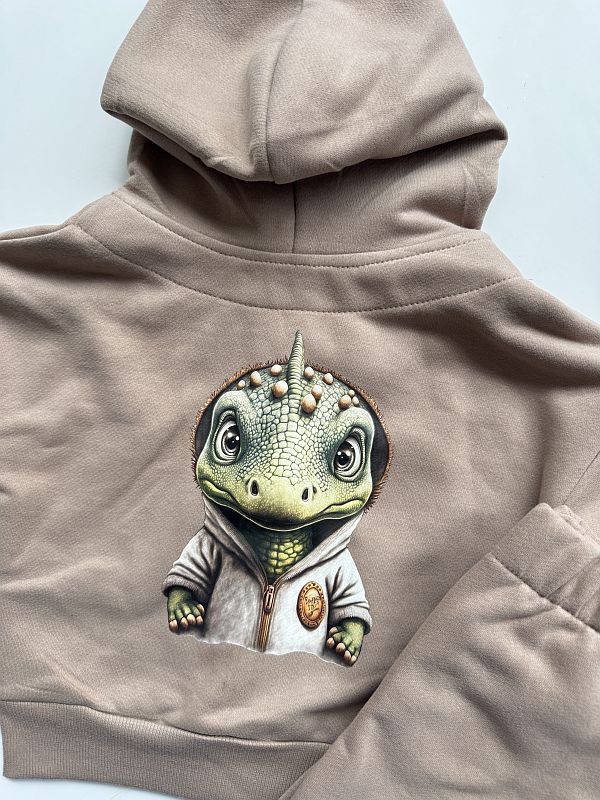 Komplet beżowy dinozaur na plecach rozmiar 86