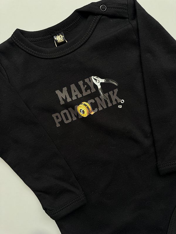 Body czarne długi rękaw mały pomocnik rozmiar 80