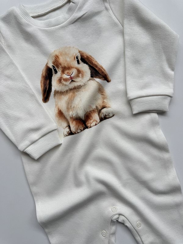 Pajac bez stópek ecru królik rozmiar 80