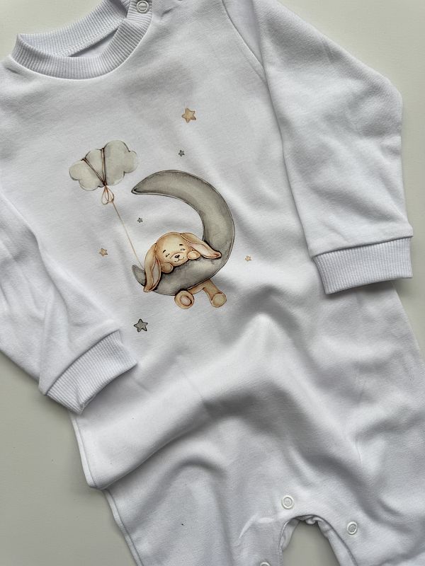 Pajac bez stópek biały miś na księżycu rozmiar 80