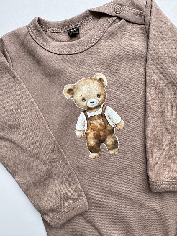 Body kawowe długi rękaw misio rozmiar 80