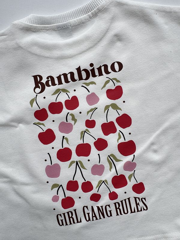 Koszulka ecru z krótkim rękawem bambino wisienki rozmiar 80