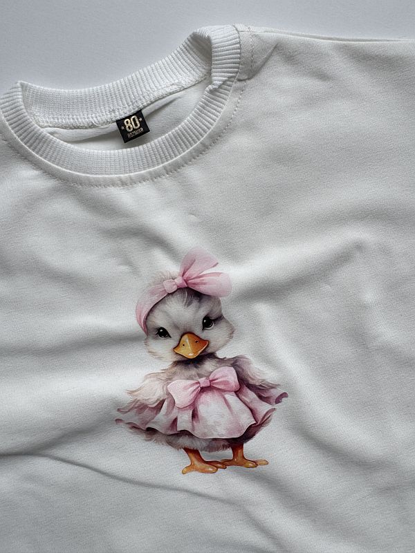 Koszulka ecru z krótkim rękawem kaczuszka rozmiar 80