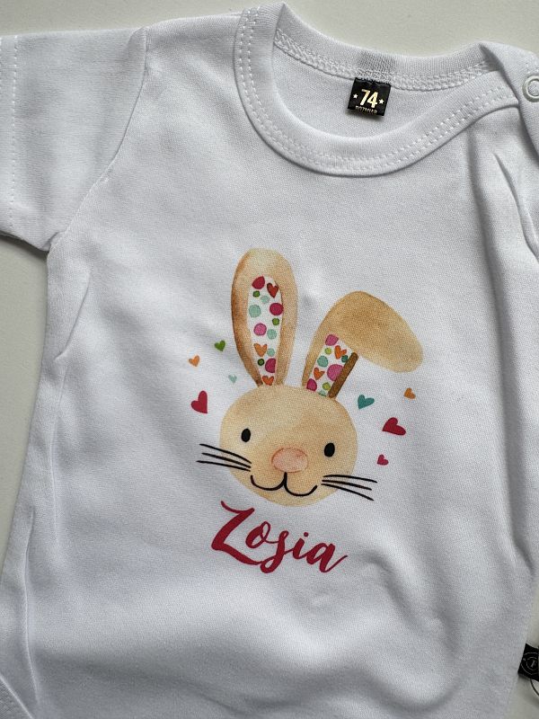 Body białe krótki rękaw króliczek Zosia rozmiar 74