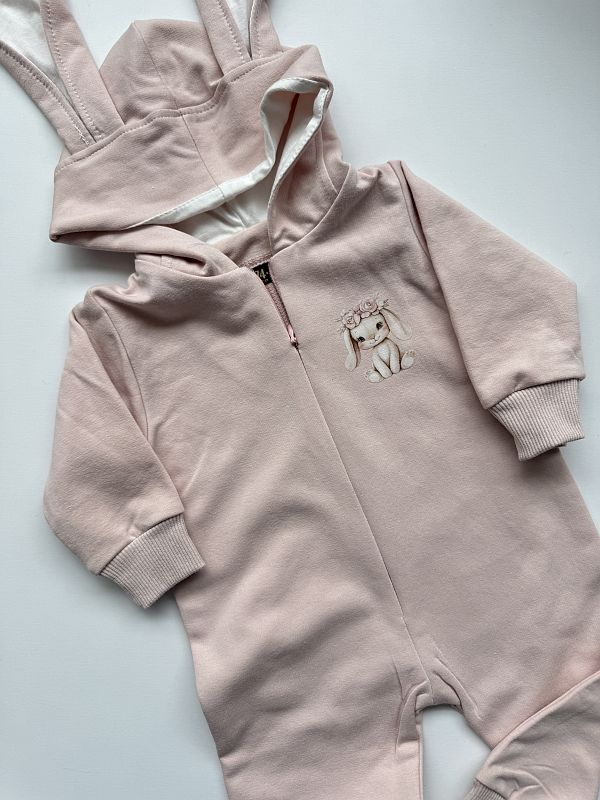 Pajac z uszami zajączka ze słodkim króliczkiem rozmiar 74